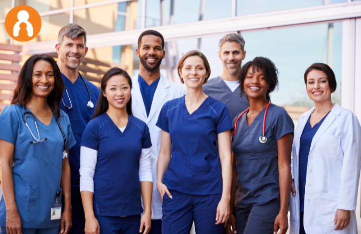 group of clinicians in scrubs